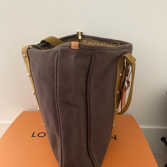 Louis Vuitton brown dark canvas fabric Antigua cabas GM France. - Picture 5 of 8